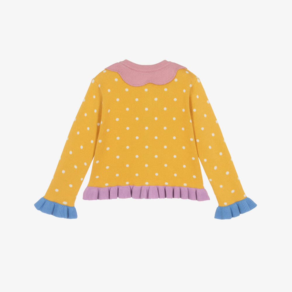 Stella McCartney Kids-Girls Orange & Pink Floral Cotton Knit Cardigan | Childrensalon Outlet