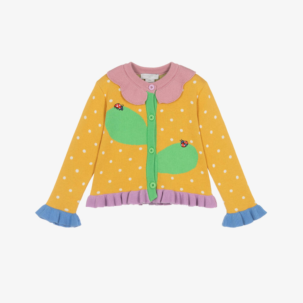 Stella McCartney Kids-Girls Orange & Pink Floral Cotton Knit Cardigan | Childrensalon Outlet