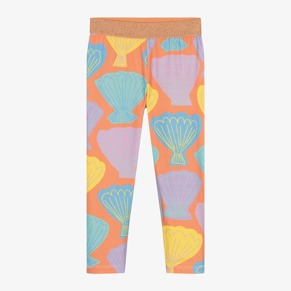 Stella McCartney Kids-Оранжевые легинсы с ракушками для девочек | Childrensalon Outlet