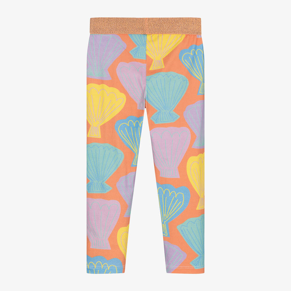 Stella McCartney Kids-Girls Orange Shell Print Leggings | Childrensalon Outlet