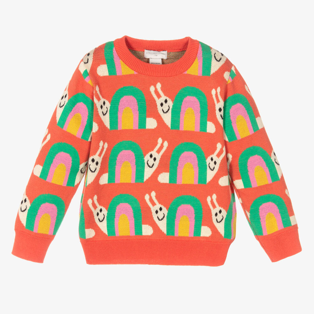 Stella McCartney Kids - Оранжевый хлопковый свитер с улитками | Childrensalon