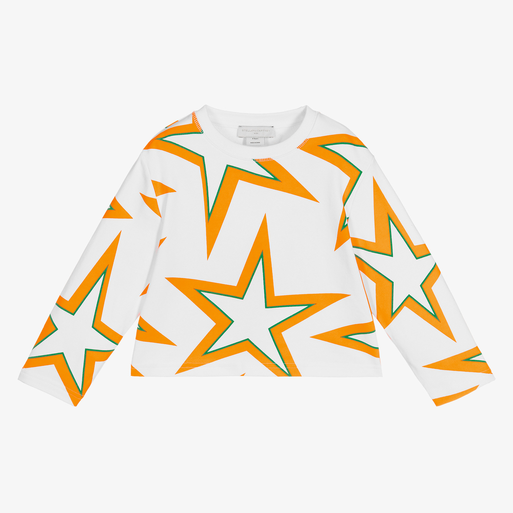 Stella McCartney Kids - Girls Orange Star Sweatshirt | Childrensalon