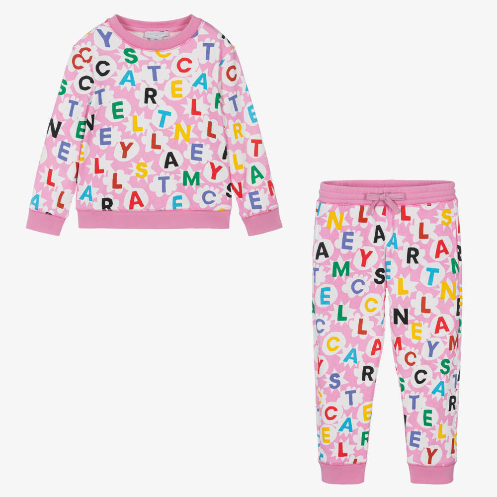Stella McCartney Kids-بدلة رياضية قطن عضوي لون زهري للبنات | Childrensalon Outlet