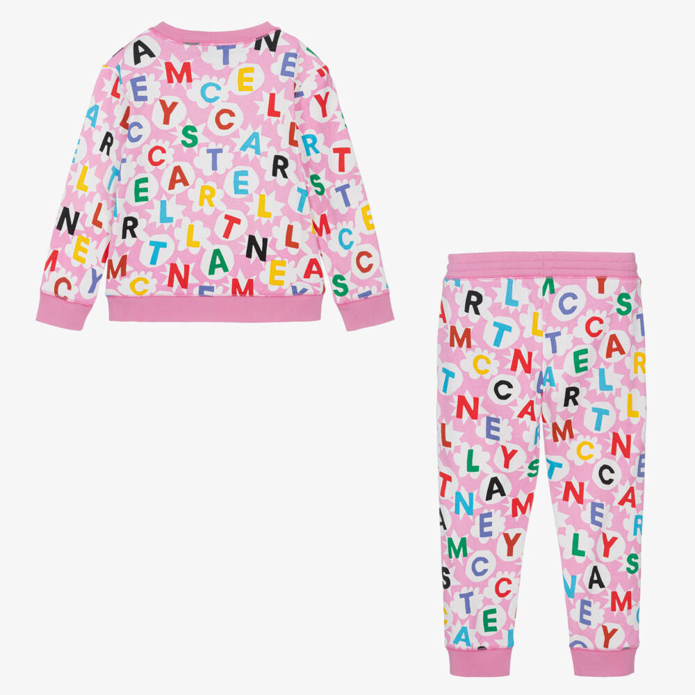 Stella McCartney Kids-بدلة رياضية قطن عضوي لون زهري للبنات | Childrensalon Outlet