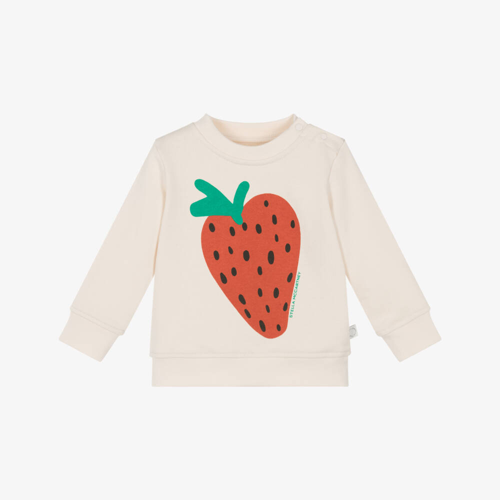 Stella McCartney Kids-Girls Pale Pink Organic Strawberry Top | Childrensalon Outlet