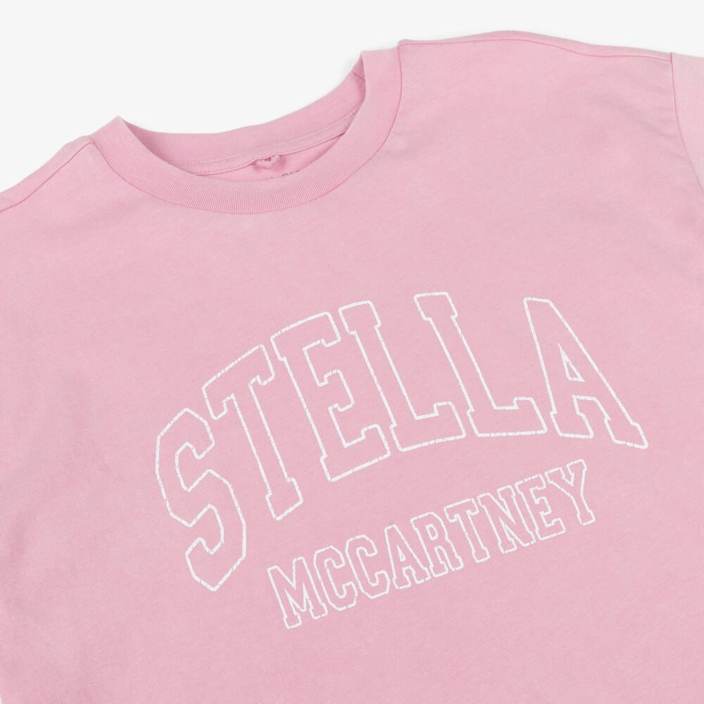 Stella McCartney Kids-Girls Pale Pink Oversize Cotton T-Shirt | Childrensalon Outlet