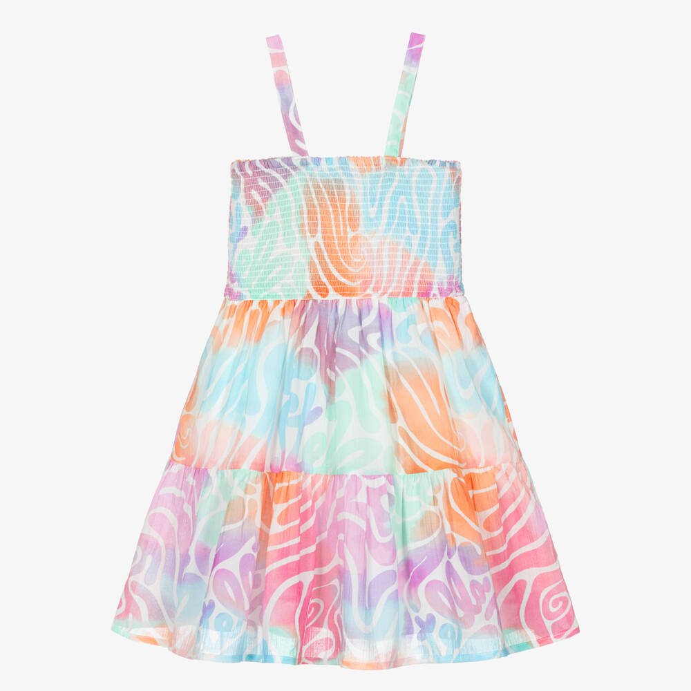 Stella McCartney Kids-Girls Pastel Coral Print Cotton Sun Dress | Childrensalon Outlet