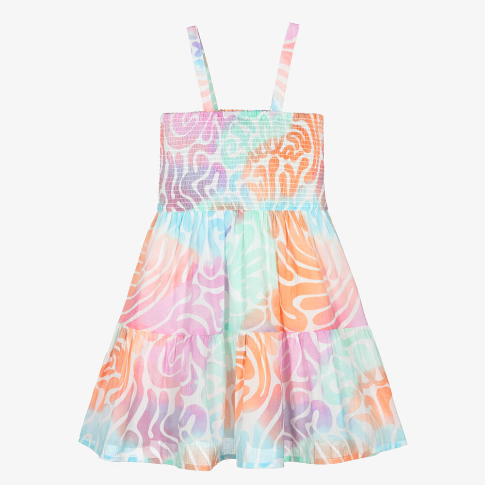 Stella McCartney Kids-Girls Pastel Coral Print Cotton Sun Dress | Childrensalon Outlet