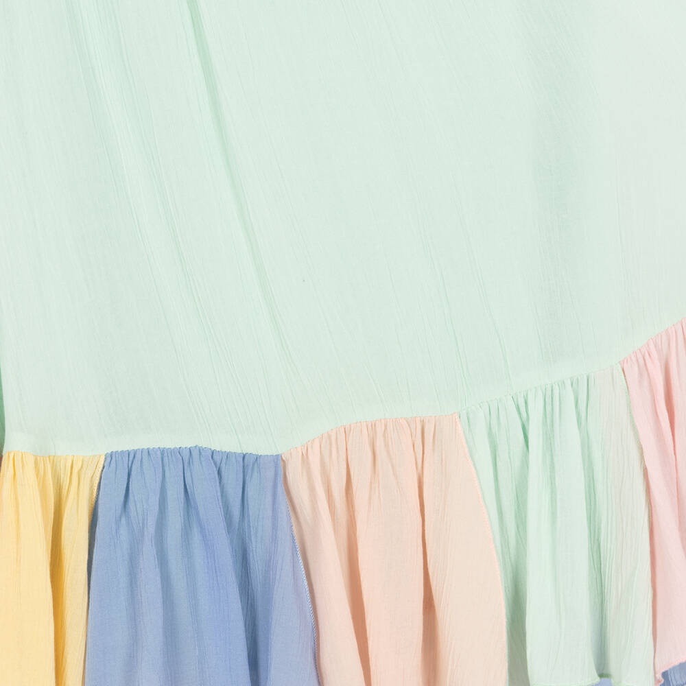 Stella McCartney Kids-Girls Pastel Green Dress with Rainbow Hem | Childrensalon Outlet