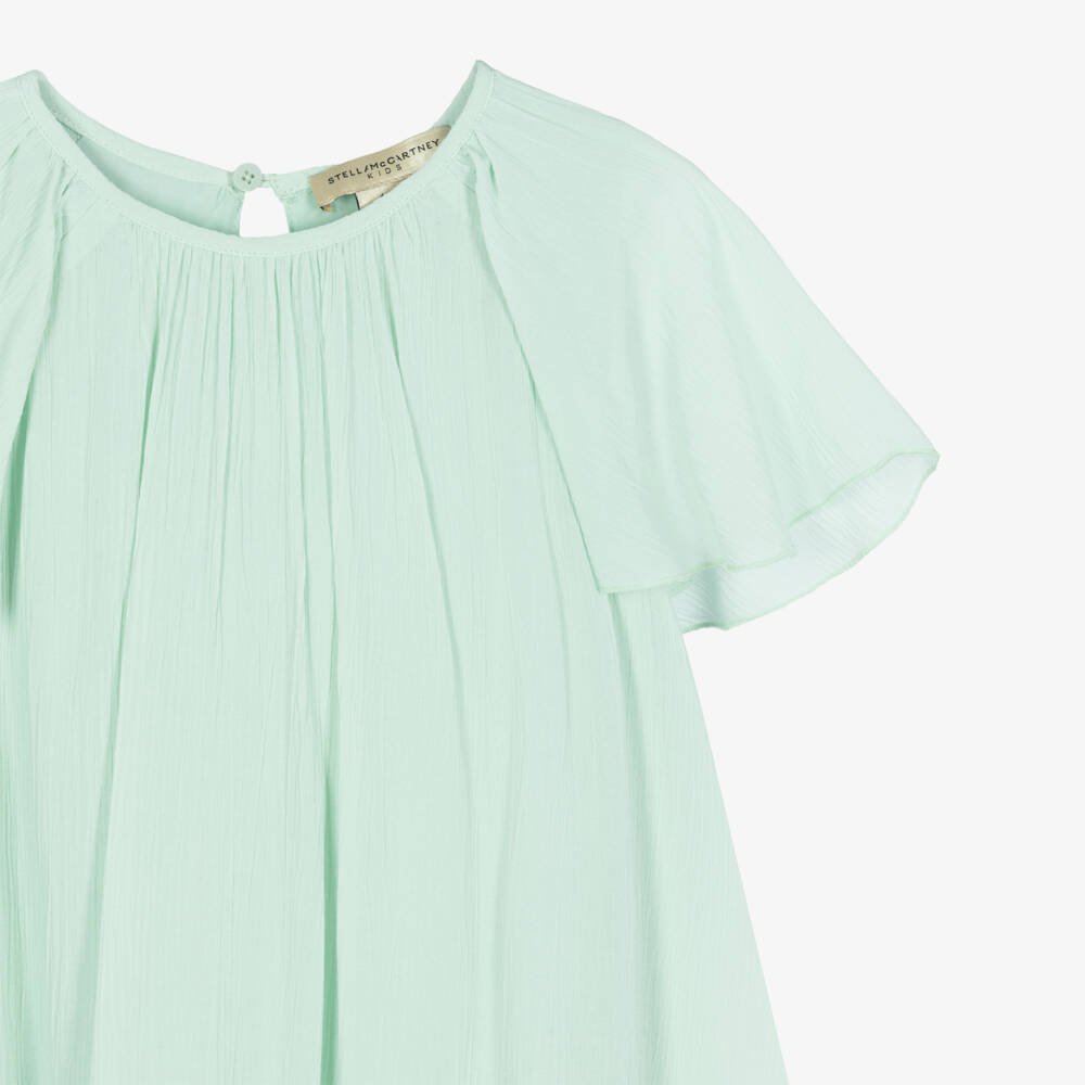 Stella McCartney Kids-Girls Pastel Green Dress with Rainbow Hem | Childrensalon Outlet