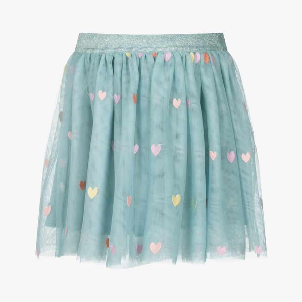 Stella McCartney Kids-Girls Pastel Green Tulle Hearts Skirt | Childrensalon Outlet