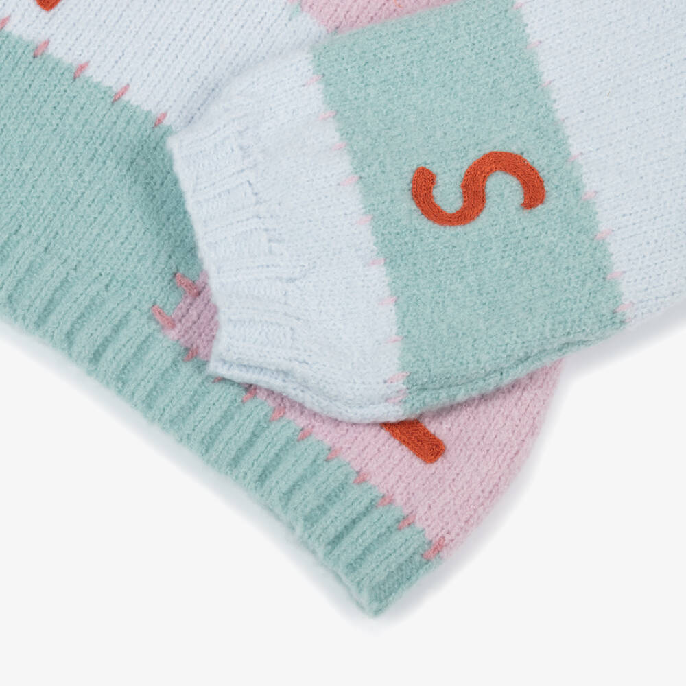 Stella McCartney Kids-Girls Pastel Pink & Green Stella Patchwork Jumper | Childrensalon Outlet