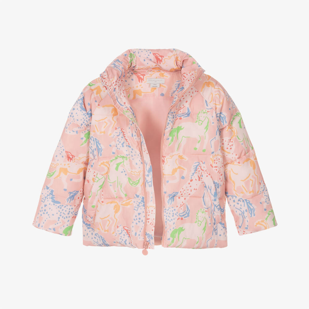 Stella McCartney Kids-Girls Pastel Pony Puffer Coat | Childrensalon Outlet