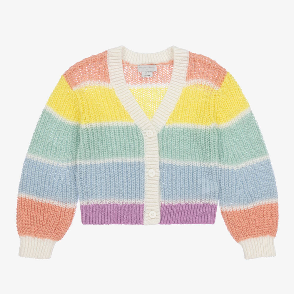 Stella McCartney Kids - Girls Pastel Rainbow Stripe Cardigan | Childrensalon