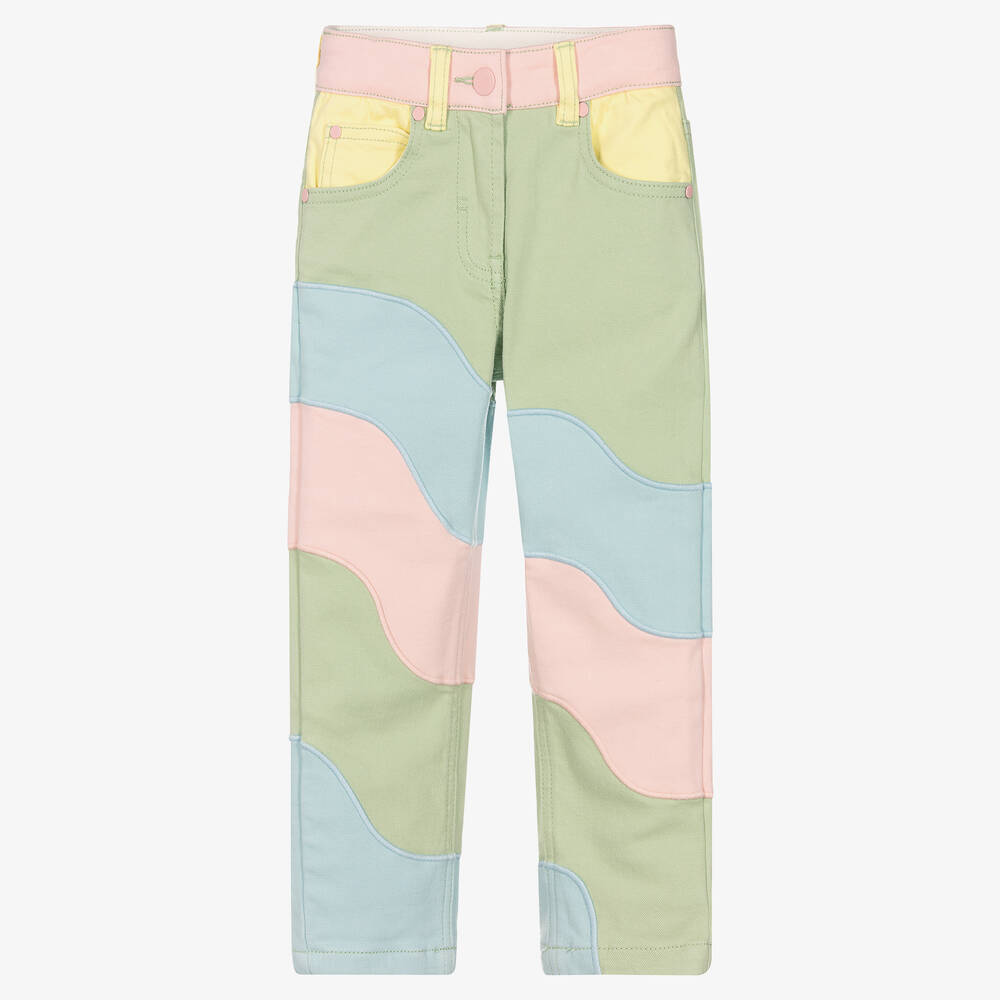 Stella McCartney Kids - Girls Pastel Stripe Denim Jeans | Childrensalon