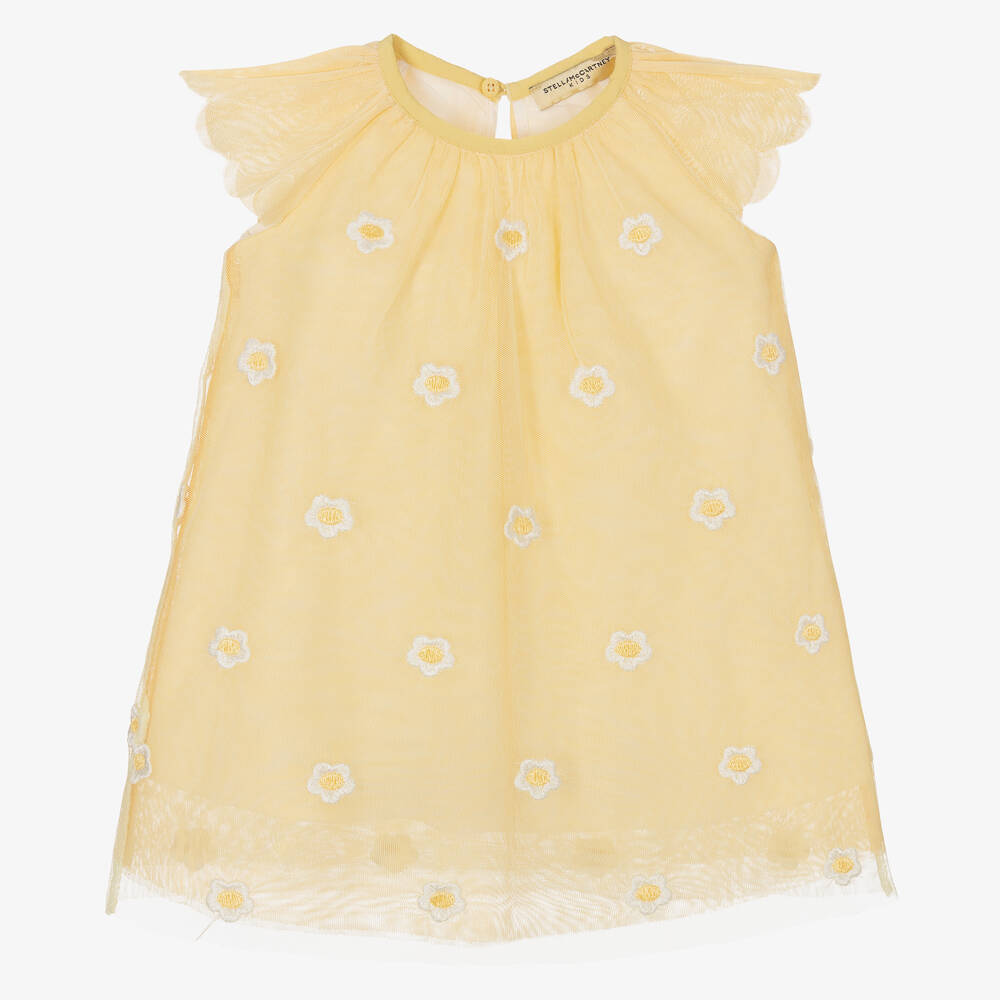 Stella McCartney Kids - Robe jaune en tulle à marguerites | Childrensalon