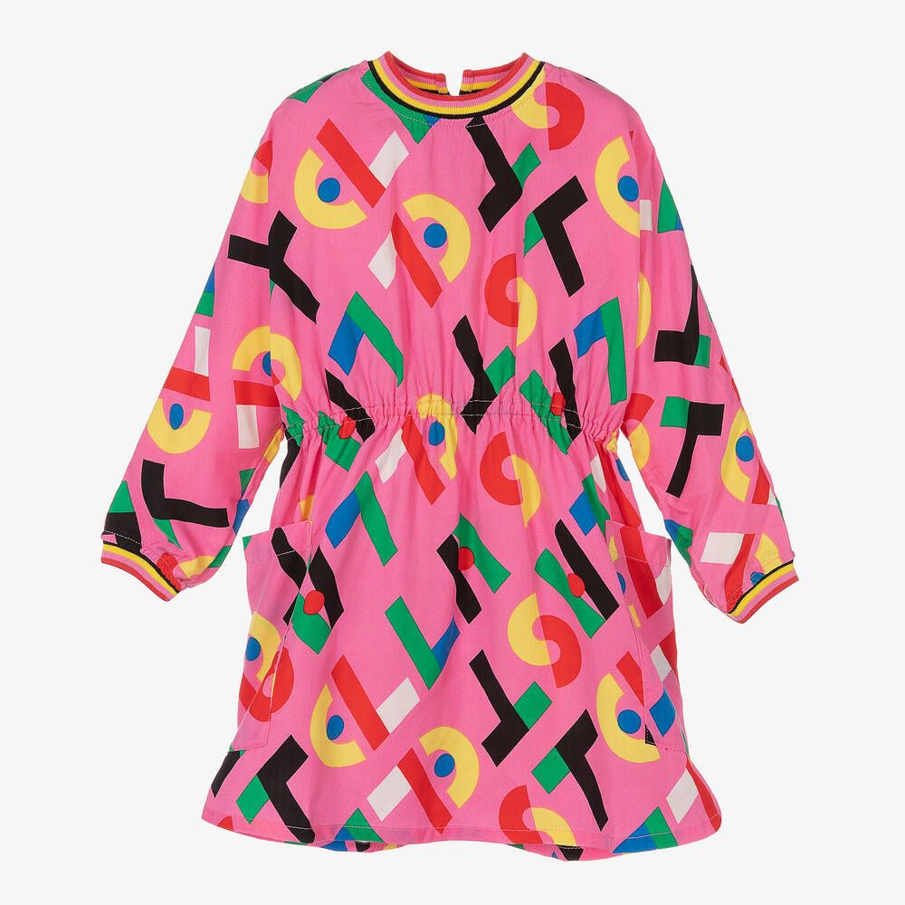Stella McCartney Kids - Girls Pink Abstract Logo Dress | Childrensalon