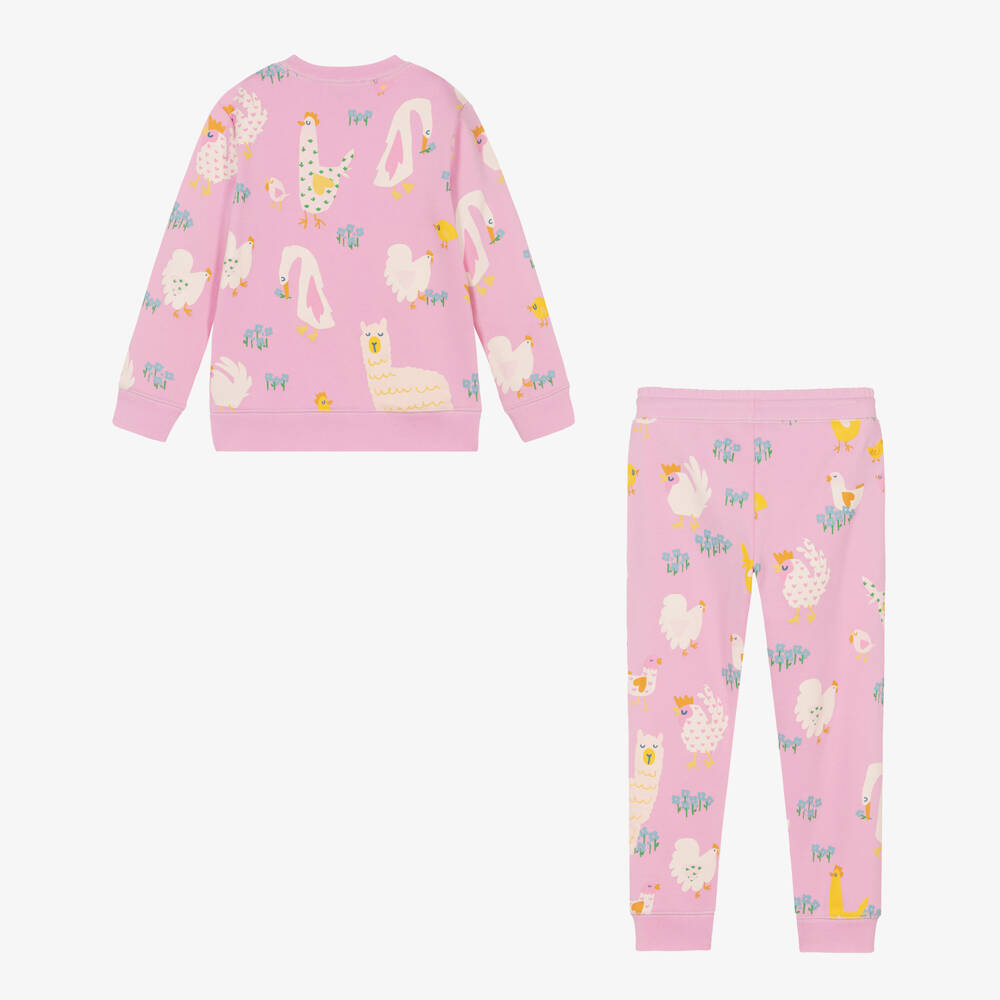 Stella McCartney Kids-Girls Pink Animal Pattern Tracksuit | Childrensalon Outlet