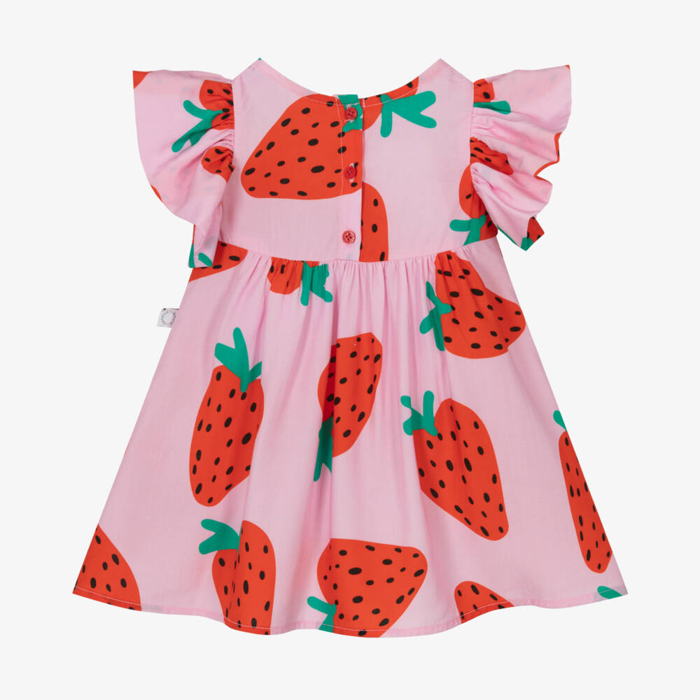 Stella McCartney Kids-Girls Pink Berry Pattern Flutter Dress | Childrensalon Outlet