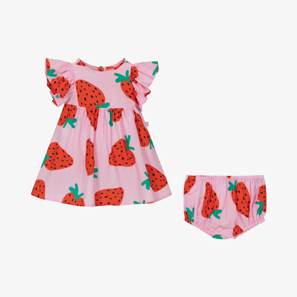 Stella McCartney Kids-Girls Pink Berry Pattern Flutter Dress | Childrensalon Outlet