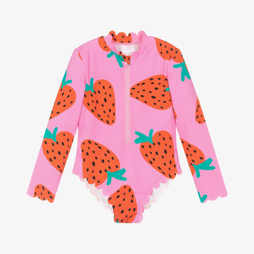 Stella McCartney Kids-Купальник розовый с ягодным принтом для девочек | Childrensalon Outlet