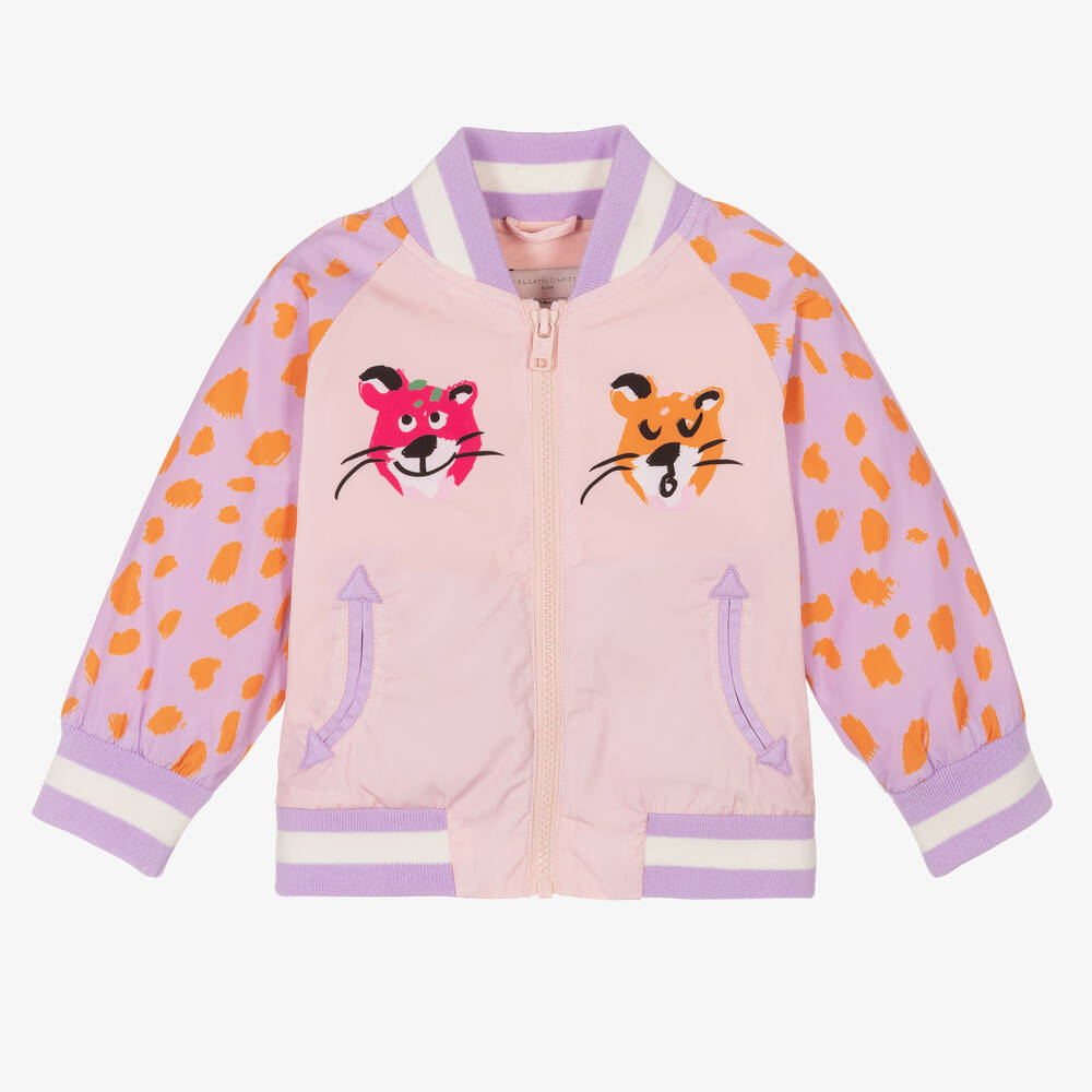 Stella McCartney Kids Girls Pink Big Cat Bomber Jacket