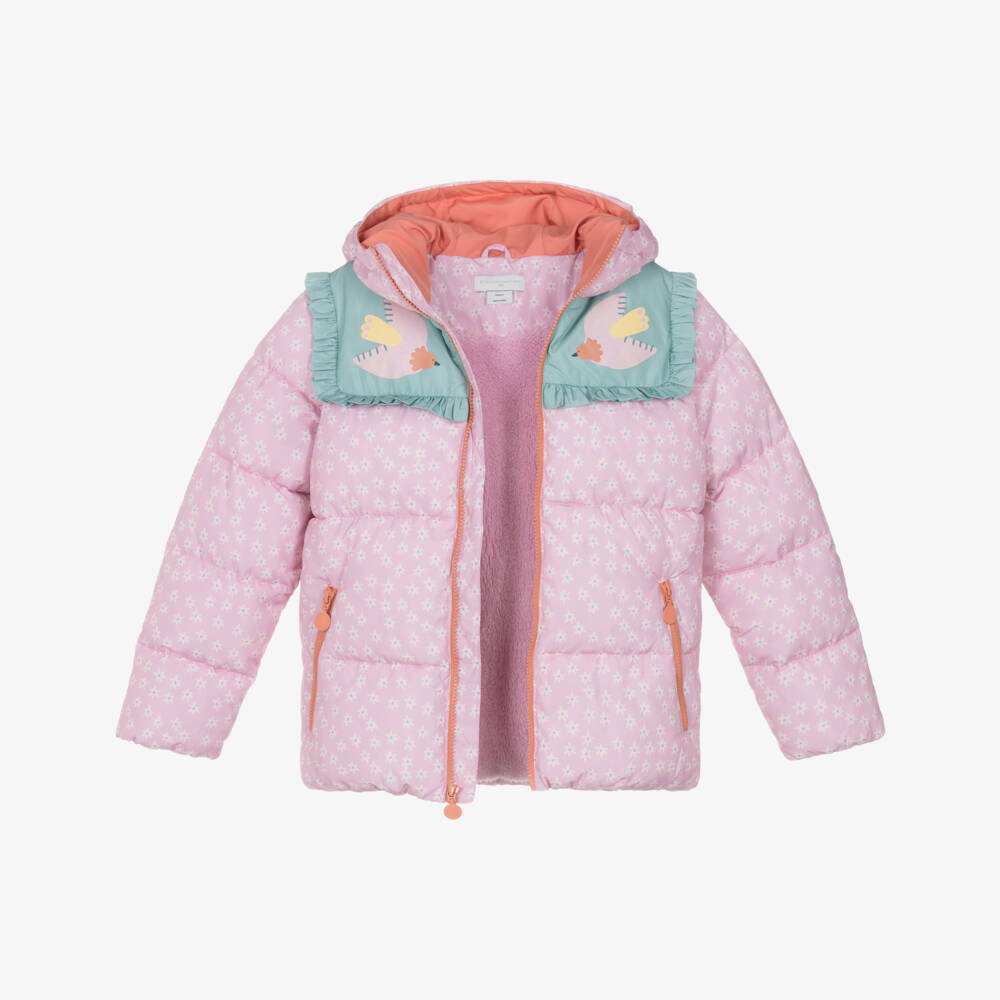 Stella McCartney Kids-Пуховик с птицами розовый для девочек | Childrensalon Outlet