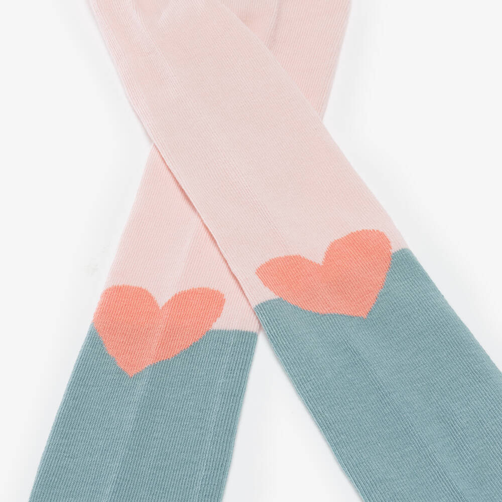 Stella McCartney Kids-جوارب بناتية وردية وزرقاء بنقشة القلوب | Childrensalon Outlet