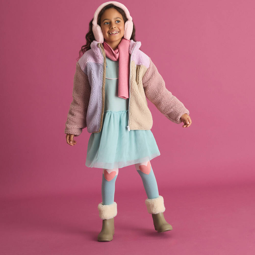 Stella McCartney Kids-جوارب بناتية وردية وزرقاء بنقشة القلوب | Childrensalon Outlet