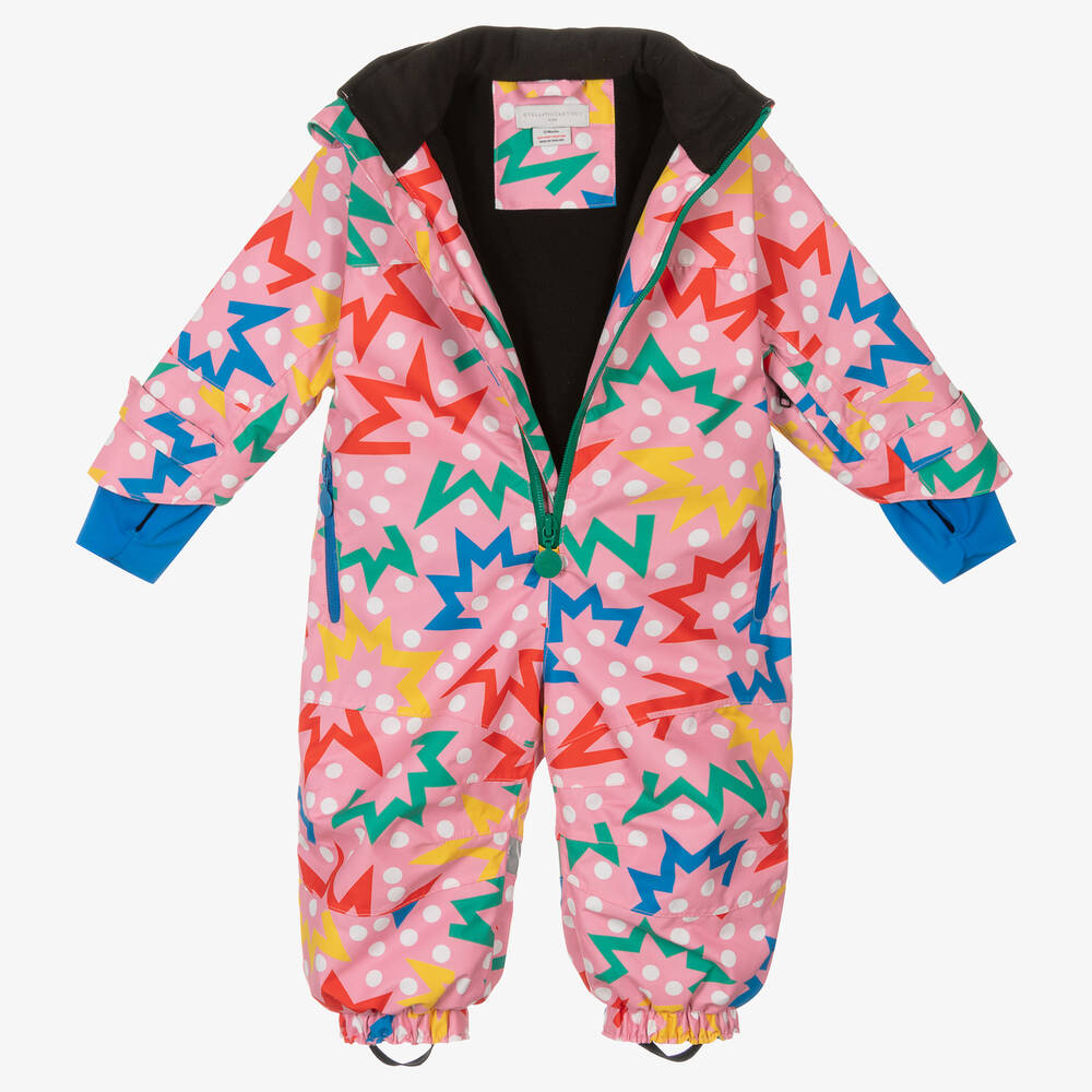 Stella McCartney Kids-Розово-голубой зимний комбинезон со звездами | Childrensalon Outlet