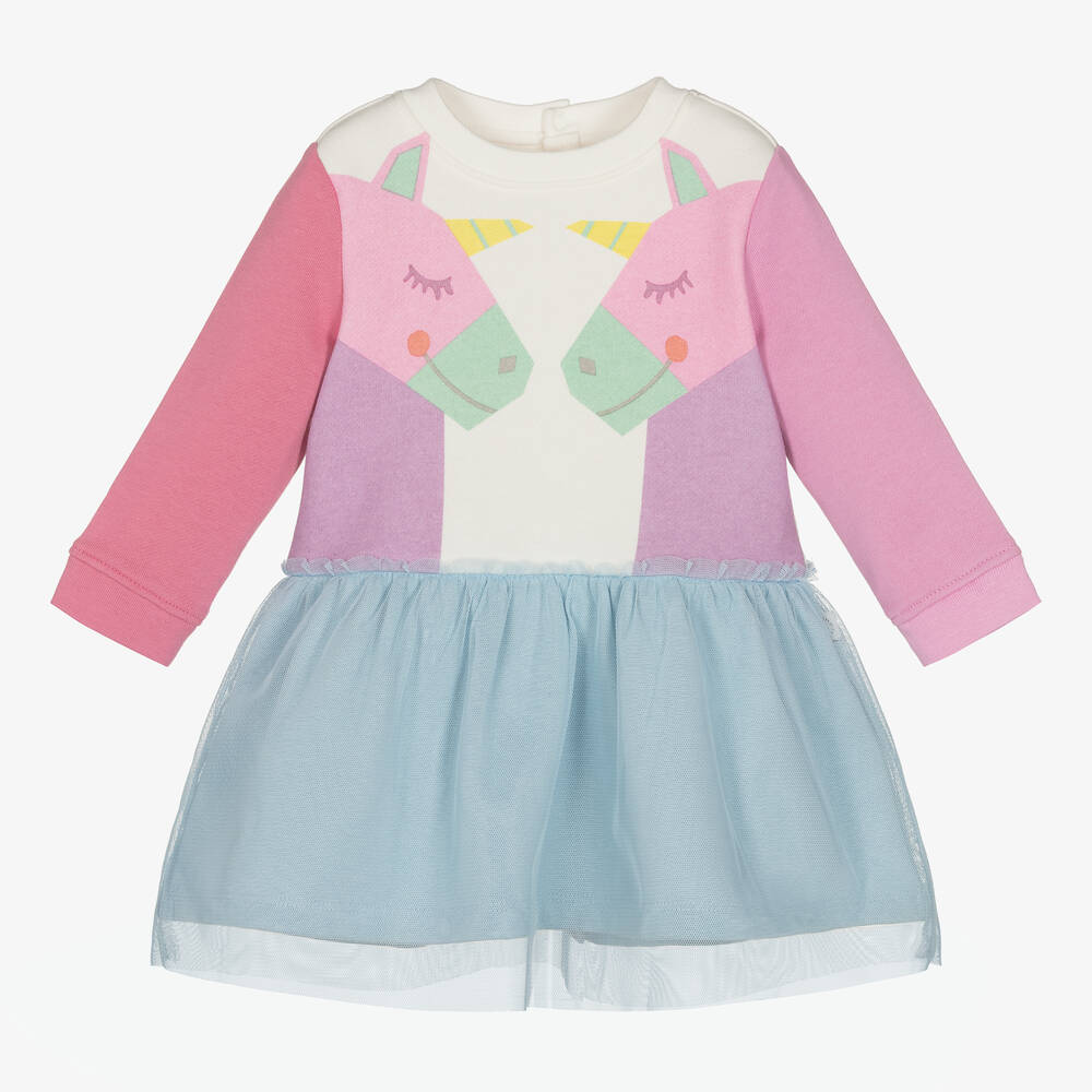 Stella McCartney Kids - Girls Pink & Blue Unicorn Dress | Childrensalon