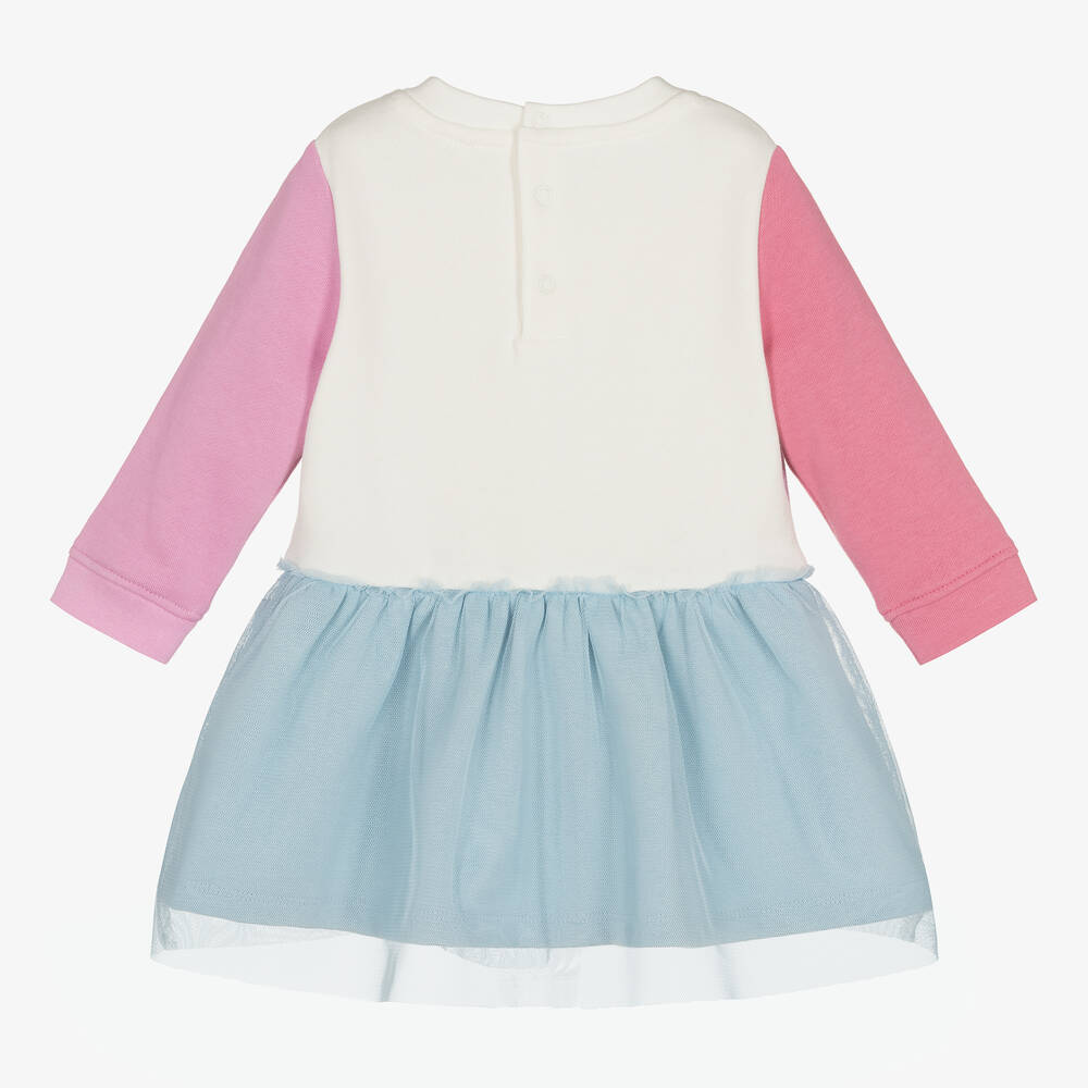 Stella McCartney Kids-فستان أطفال بناتي قطن عضوي لون زهري وأزرق | Childrensalon Outlet