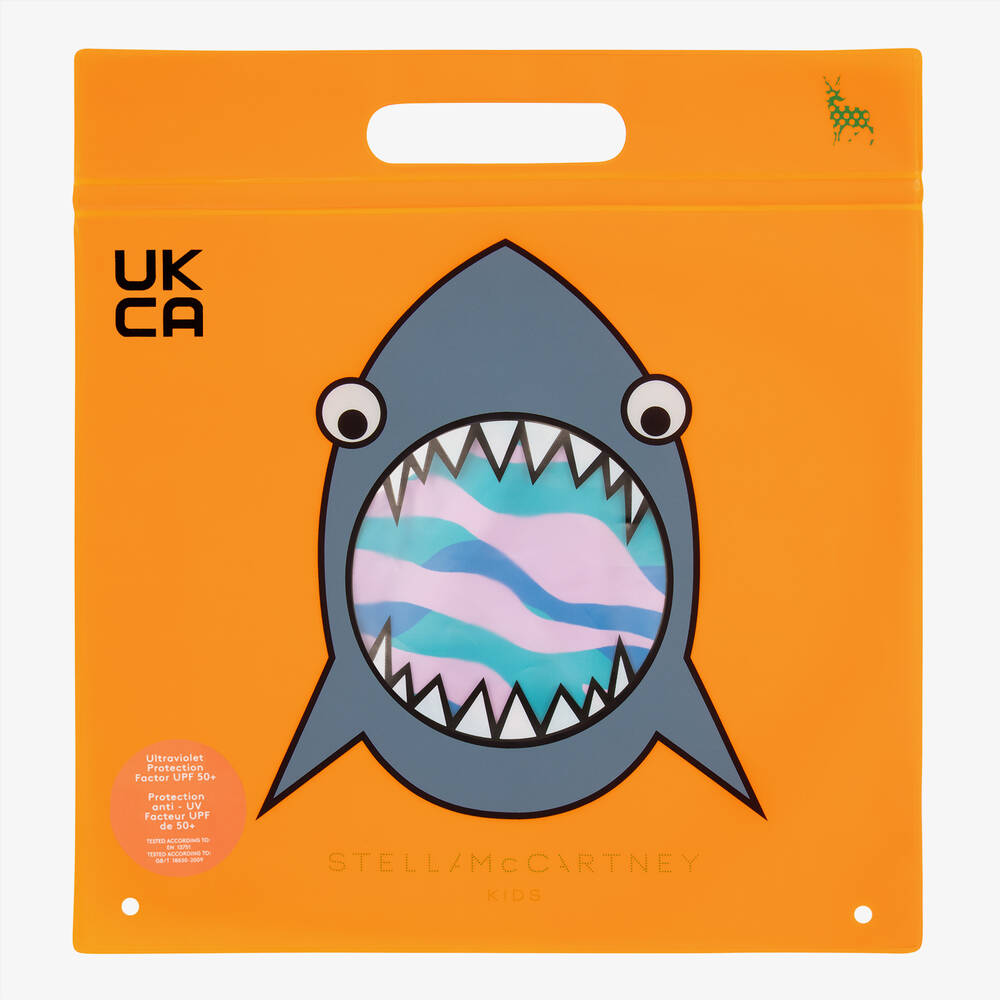 Stella McCartney Kids-Girls Pink & Blue Zebra Swimsuit (UPF50+) | Childrensalon Outlet