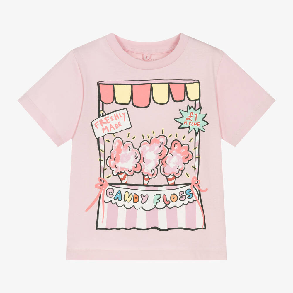 Stella McCartney Kids-Girls Pink Candy Floss Cotton T-Shirt | Childrensalon Outlet