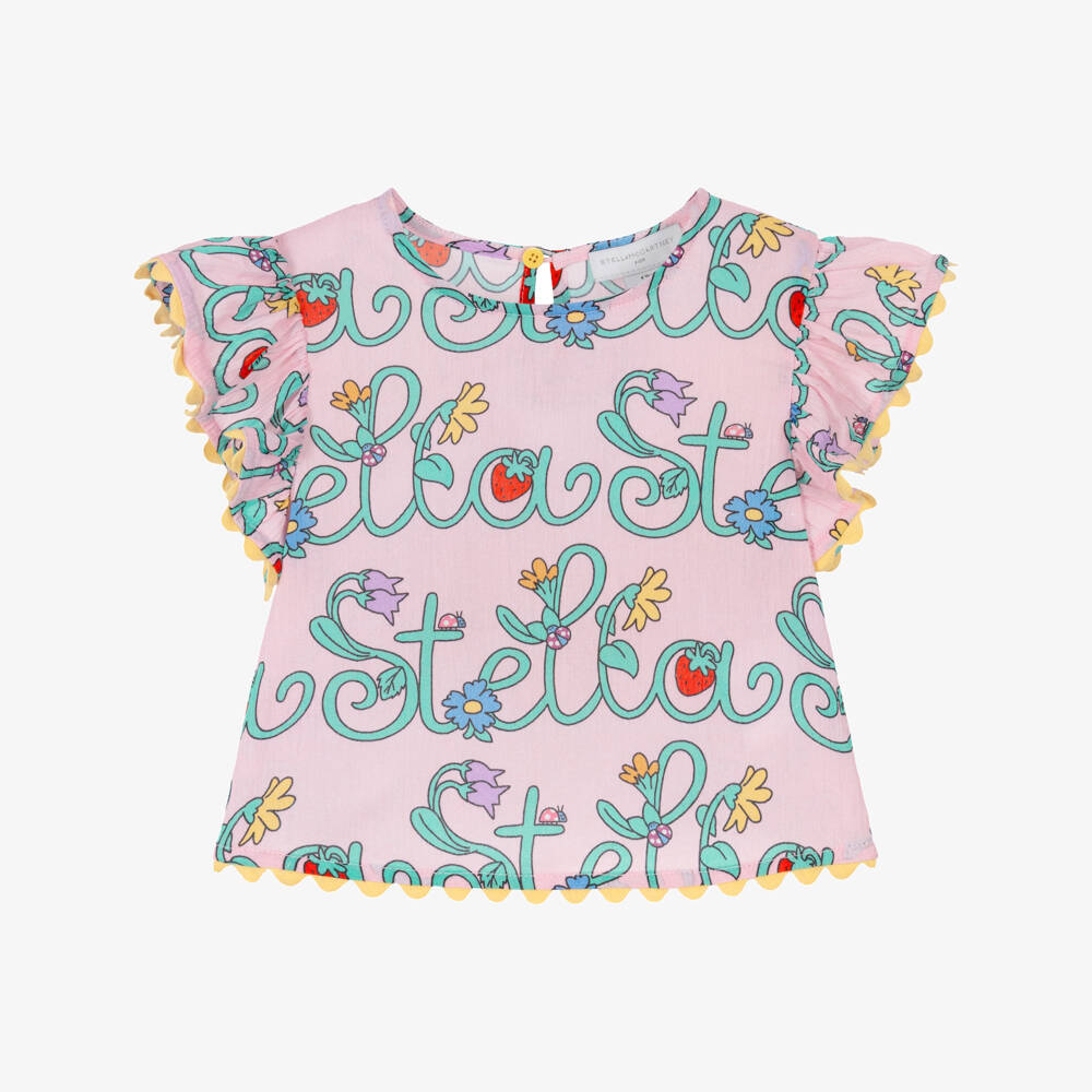 Stella McCartney Kids-Розовая блузка с логотипами | Childrensalon Outlet