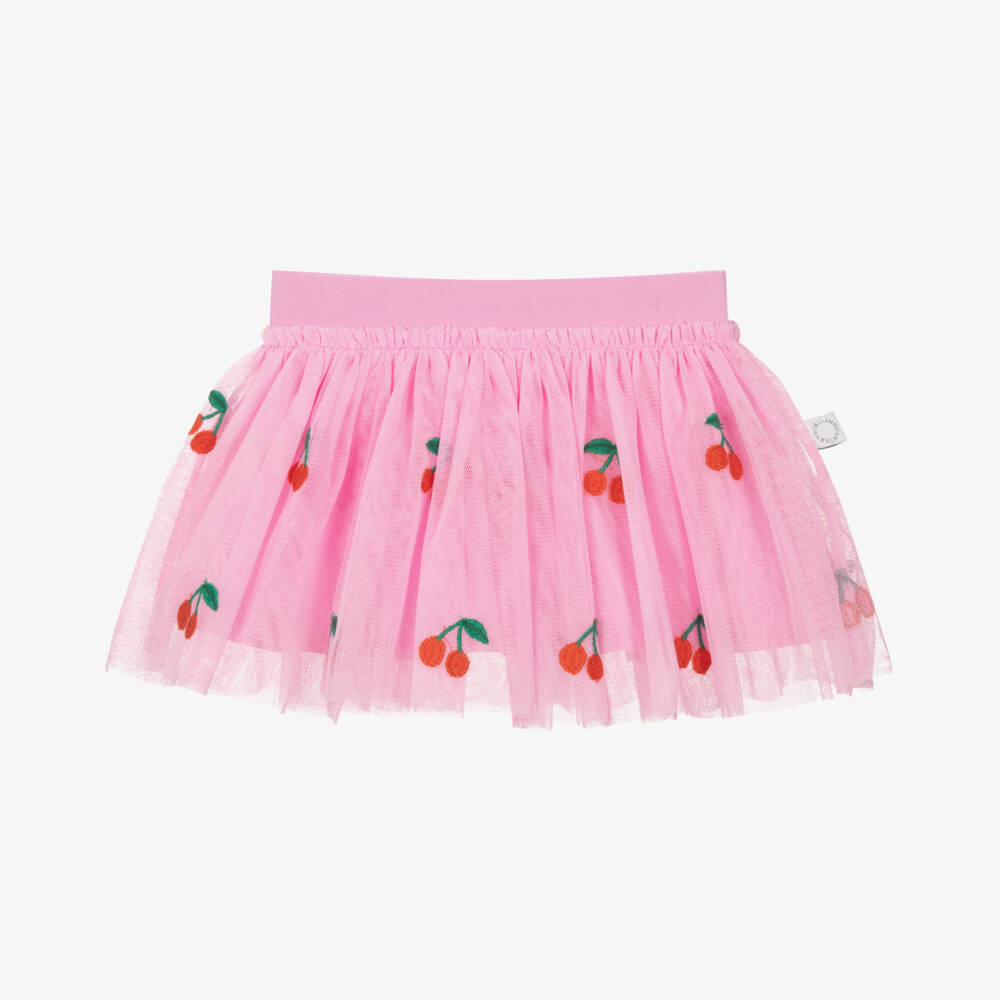 Stella McCartney Kids-Юбка из тюля с вышивкой вишни для девочек розовая | Childrensalon Outlet