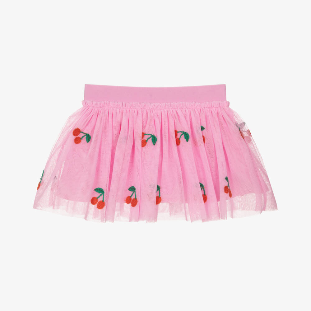 Stella McCartney Kids-Girls Pink Cherry Embroidered Tulle Skirt | Childrensalon Outlet
