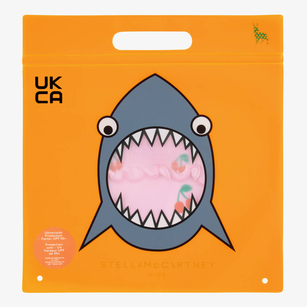 Stella McCartney Kids-بكيني بطبعة كرز وكشكش لون زهري (UPF50+) | Childrensalon Outlet