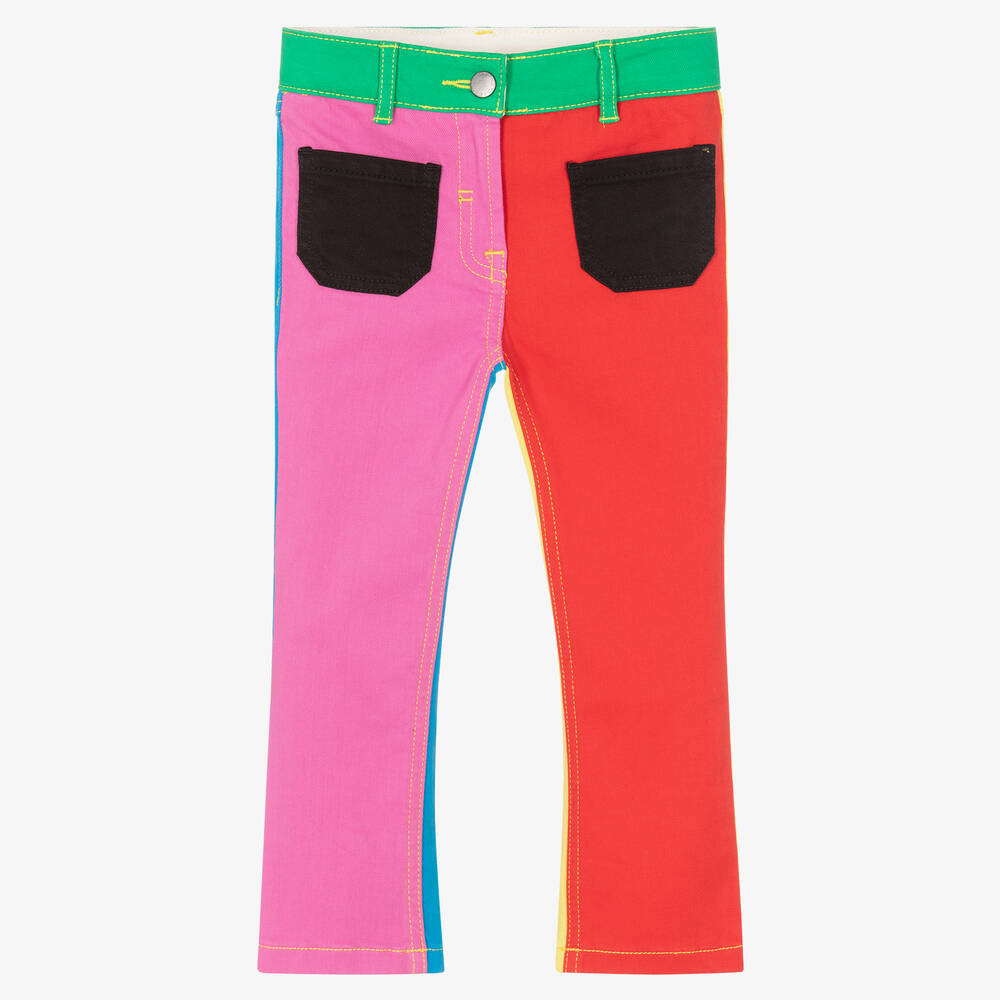 Stella McCartney Kids - Girls Pink Colorblock Denim Jeans | Childrensalon