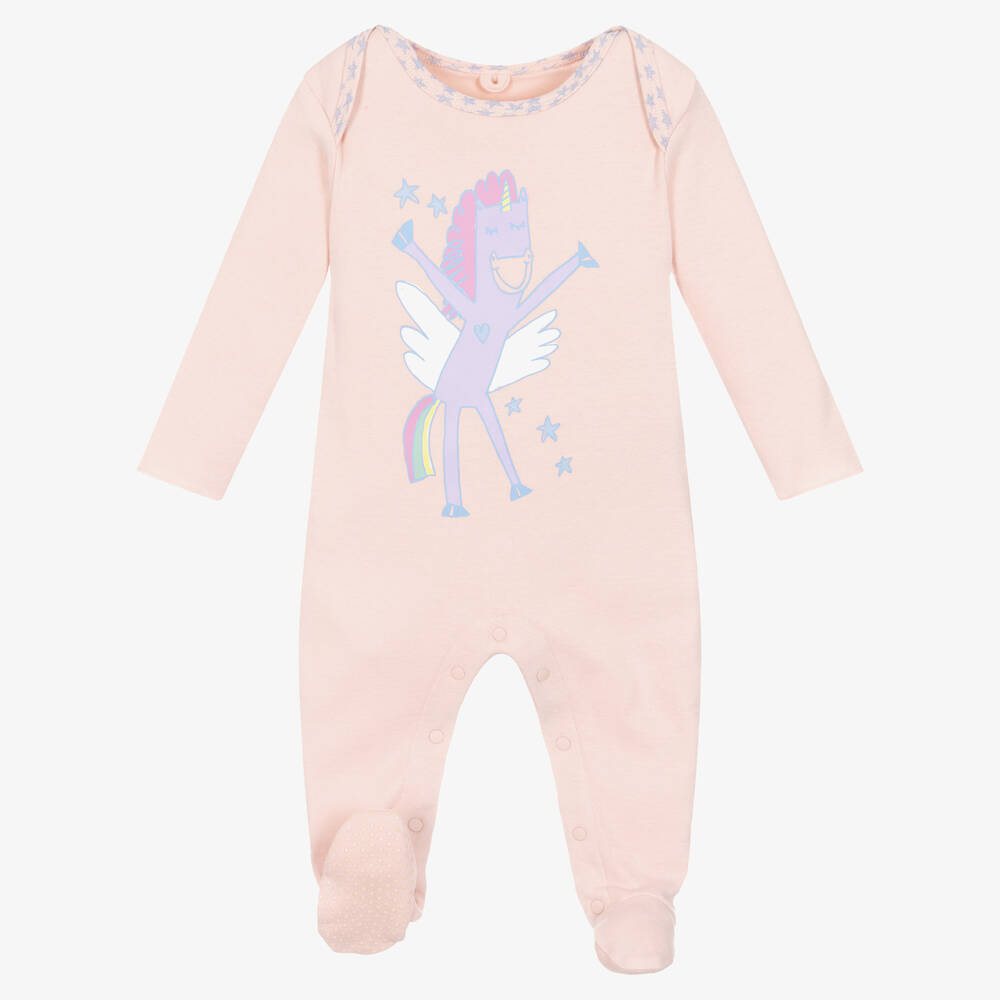 Stella McCartney Kids-طقم أفرول ومريلة قطن جيرسي لون زهري للمولودات | Childrensalon Outlet