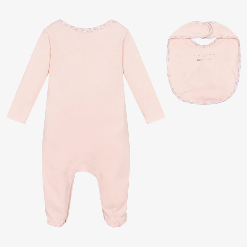 Stella McCartney Kids-طقم أفرول ومريلة قطن جيرسي لون زهري للمولودات | Childrensalon Outlet