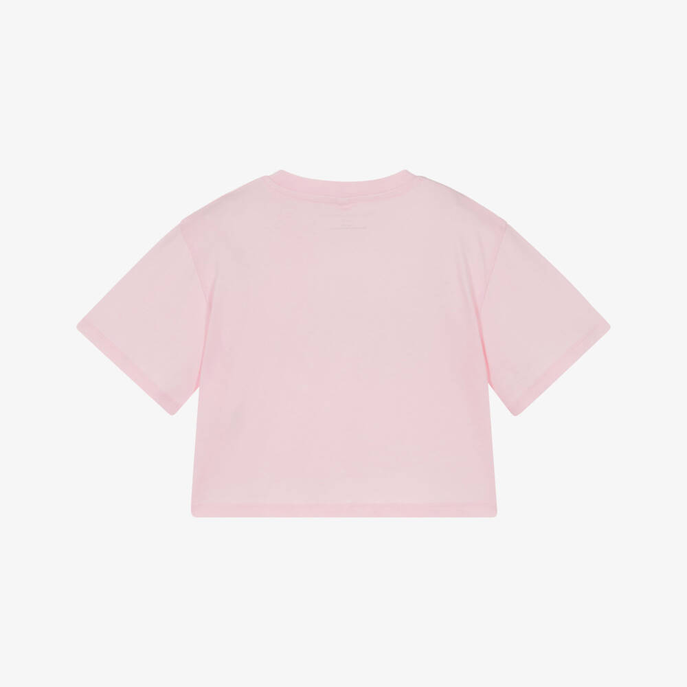 Stella McCartney Kids-Girls Pink Cotton Boxy T-Shirt with Vine Motif | Childrensalon Outlet