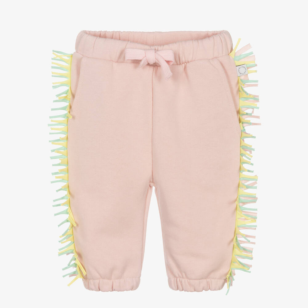 Stella McCartney Kids-Розовые хлопковые джоггеры с бахромой | Childrensalon Outlet