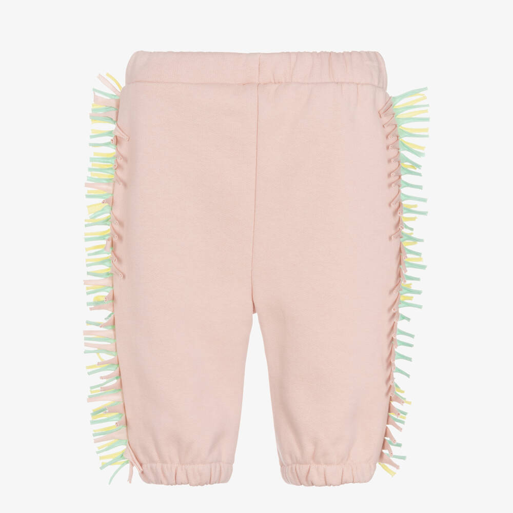 Stella McCartney Kids-Розовые хлопковые джоггеры с бахромой | Childrensalon Outlet