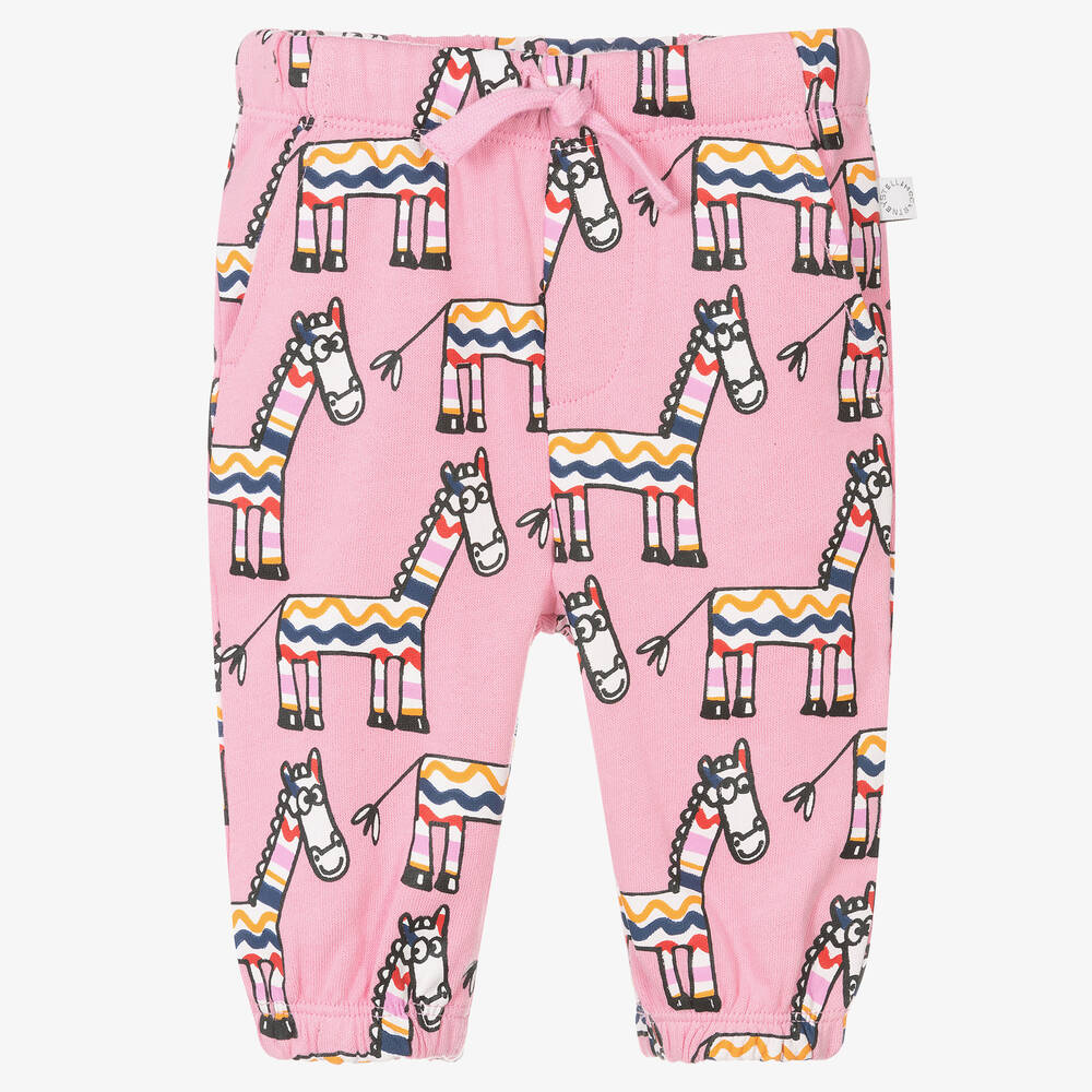 Stella McCartney Kids - Girls Pink Cotton Joggers | Childrensalon