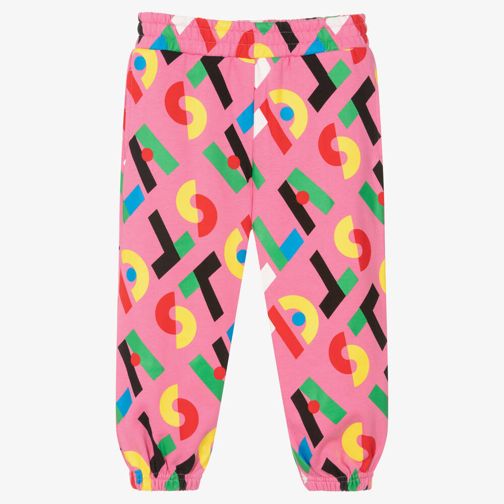 Stella McCartney Kids - Girls Pink Cotton Logo Joggers | Childrensalon