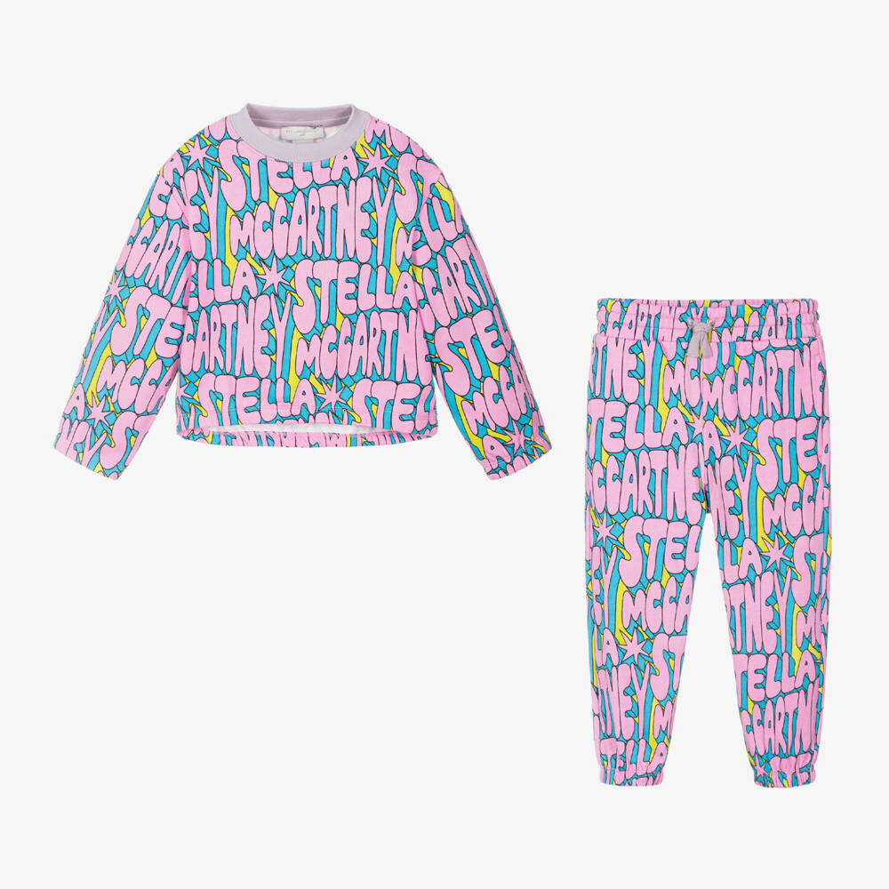 Stella McCartney Kids-Girls Pink Cotton Logo Set | Childrensalon Outlet