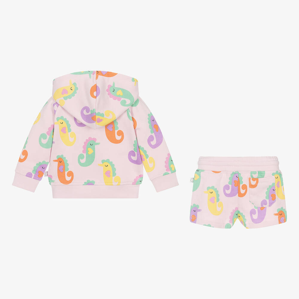 Stella McCartney Kids-Розовый топ и шорты из хлопка с морскими коньками | Childrensalon Outlet