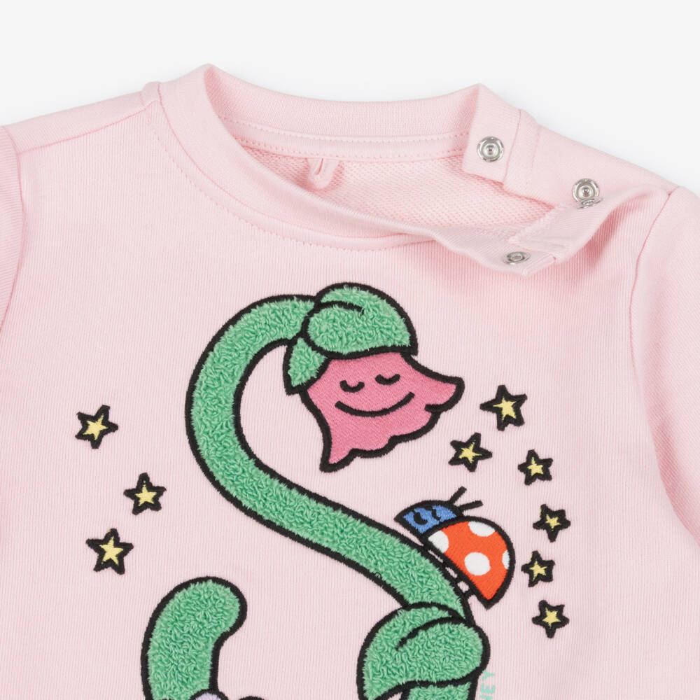 Stella McCartney Kids-Girls Pink Cotton Smiling Flowers Sweatshirt | Childrensalon Outlet