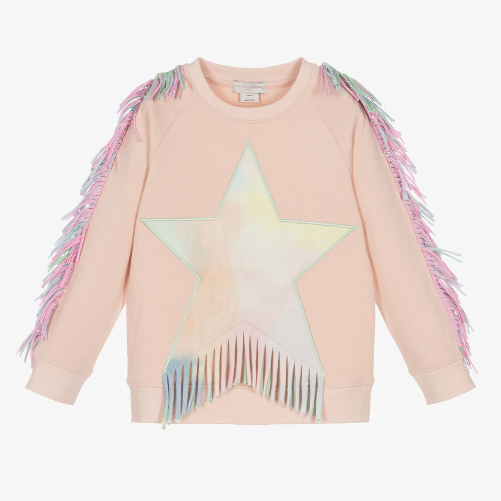 Stella McCartney Kids - Girls Pink Cotton Star Sweatshirt | Childrensalon